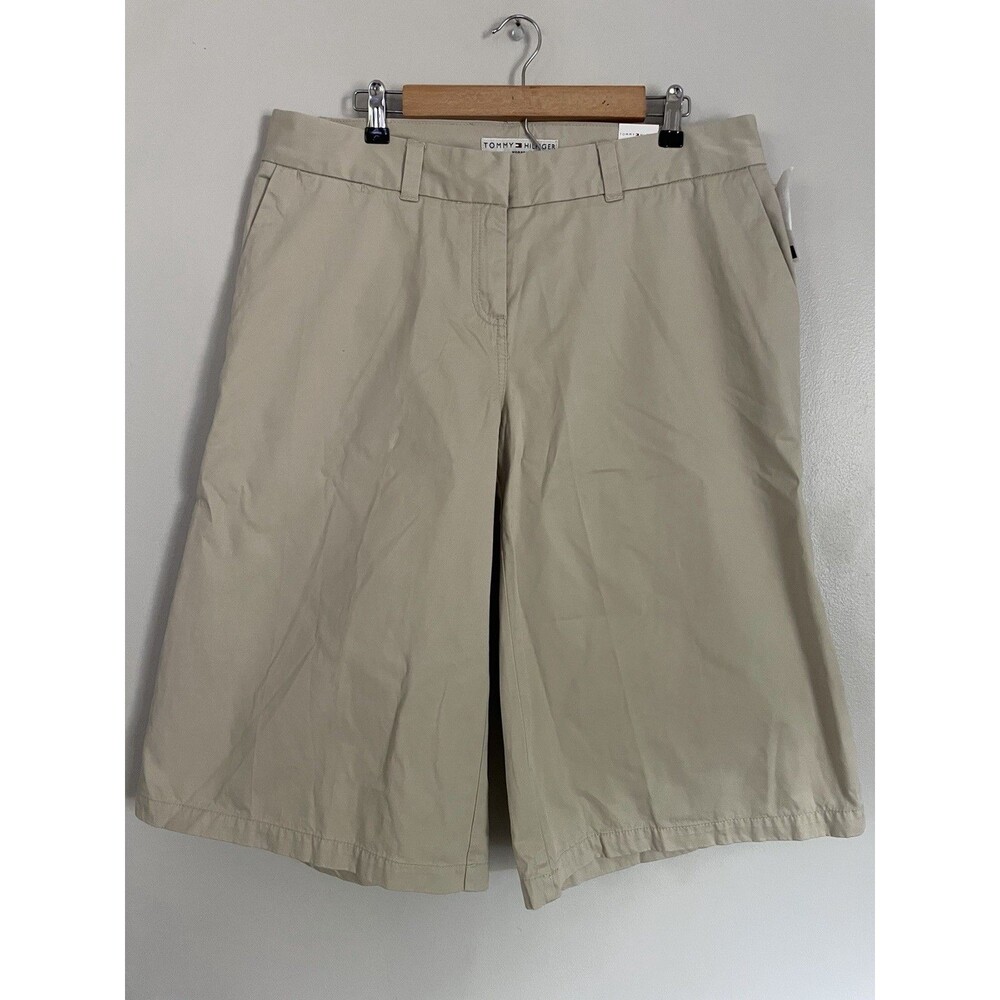 Vtg Y2K Tommy Hilfiger Khaki Bermuda Shorts Wide Leg Size 16 NWT 2002